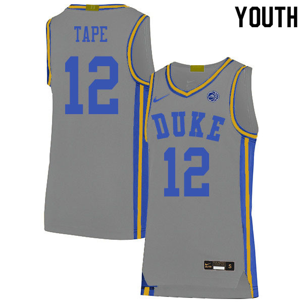 Youth #12 Patrick Tape Duke Blue Devils College Basketball Jerseys Sale-Gray